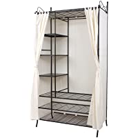 SONGMICS Armario de Metal Barnizado- Estantería de Almacenamiento- Ropero con Funda de Tela- 210 x 58 x 108 cm RTG04H